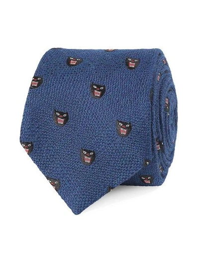 Shop Gucci Panthers Silk Wool Tie - Blue