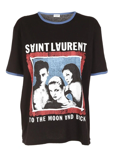 Shop Saint Laurent Logo Print T-shirt In Nero