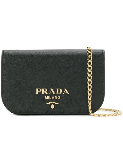 Shop Prada Saffiano Shoulder Bag - Black