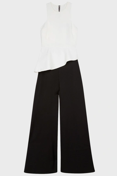 Shop Paper London Nikkio Stretch-crepe And Satin Jumpsuit In White, Black