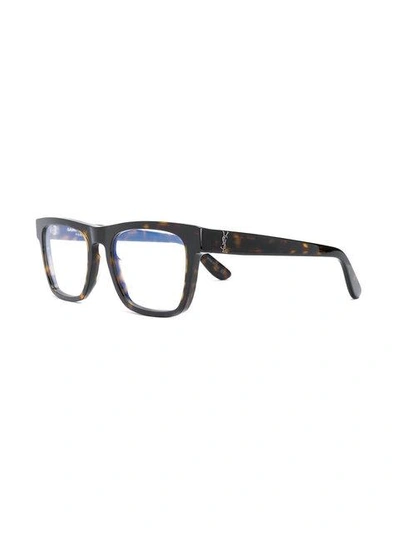 Shop Saint Laurent Eyewear Slm12 002 Glasses - Brown