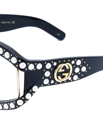 Shop Gucci Pearl Embellished Oversized Glasses