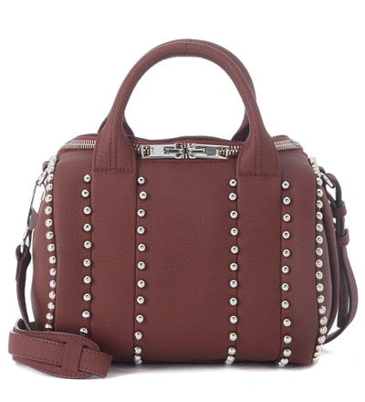 Shop Alexander Wang Mini Rockie Red Leather Bowler Bag With Studs In Rosso
