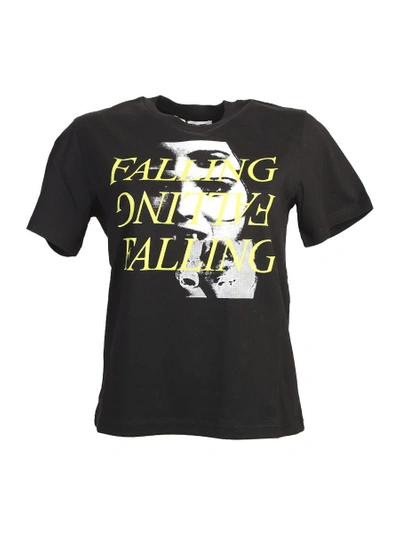 Shop Mcq By Alexander Mcqueen Falling Printed Cotton T-shirt In Black