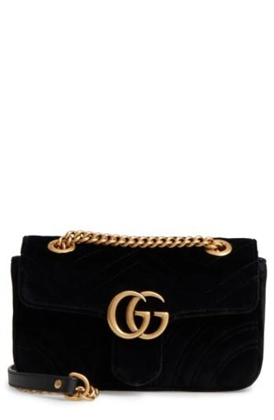 Shop Gucci Small Gg Marmont 2.0 Matelassé Velvet Shoulder Bag In Hibiscus Red