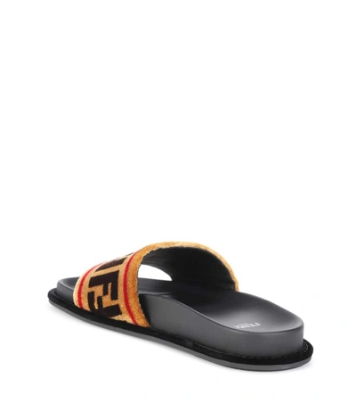 Shop Fendi Velvet Slides In Multicoloured