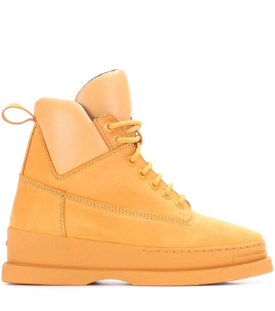 Shop Kenzo Suede Ankle Boots In Yellow