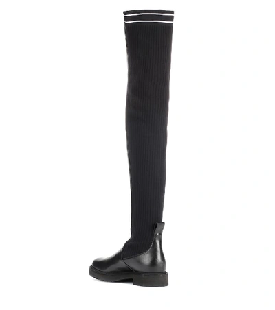 Shop Fendi Leather Over-the-knee Boots In Black