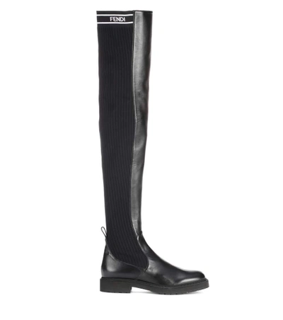 Shop Fendi Leather Over-the-knee Boots In Black