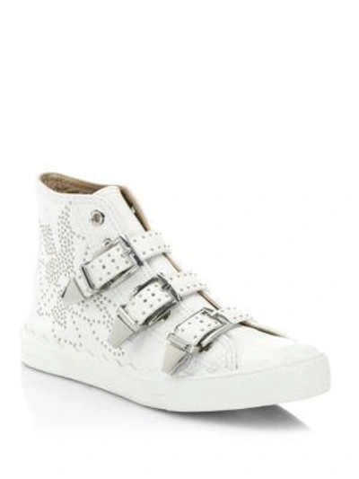 Shop Chloé Kyle High-top Leather Sneakers In Black Gold