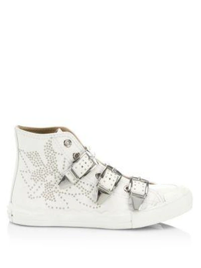 Shop Chloé Kyle High-top Leather Sneakers In Black Gold