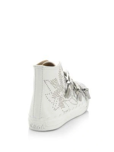 Shop Chloé Kyle High-top Leather Trainers In White