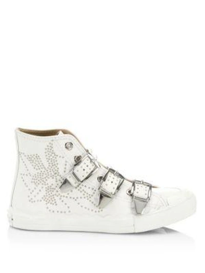 Shop Chloé Kyle High-top Leather Trainers In White