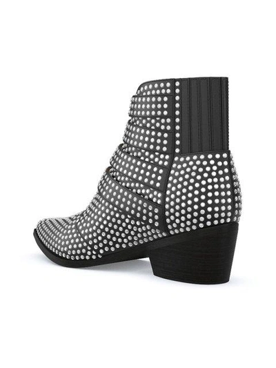 Shop Toga Studded Four Buckle Western Boots In Black & Silver