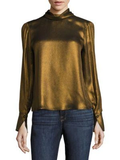 Shop Frame Concealed Lurex Blouse In Olive