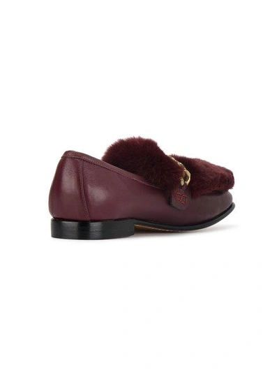 Shop Boyy Burgundy Loafur Leather And Fur Loafers