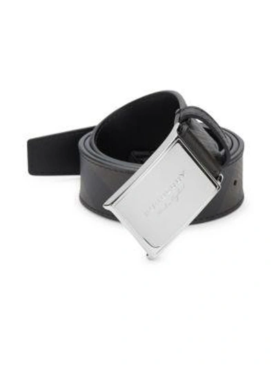 Shop Burberry George Plaid Belt In Chocolate