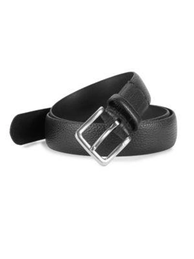 Shop Polo Ralph Lauren Pebble Leather Dress Belt In Black