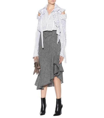 Shop Monse Plaid Cotton Blouse In White