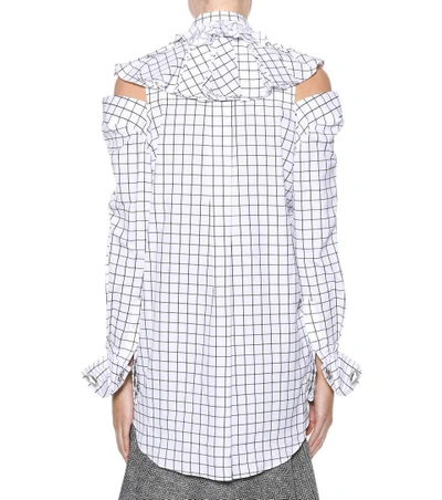 Shop Monse Plaid Cotton Blouse In White