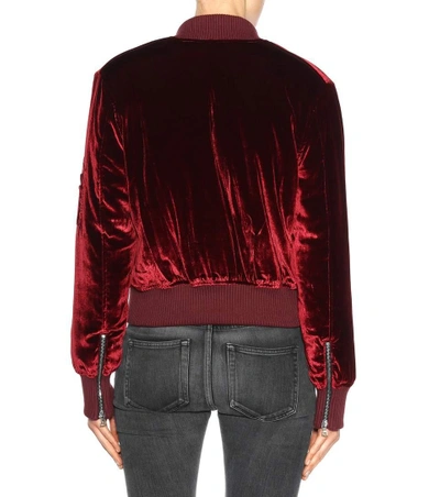 Shop Amiri Velvet Bomber Jacket In Red