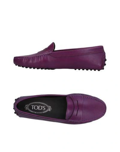 Shop Tod's Loafers In Purple