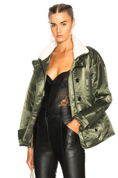Shop Marissa Webb Bryson Jacket With Sherpa Lining In Green