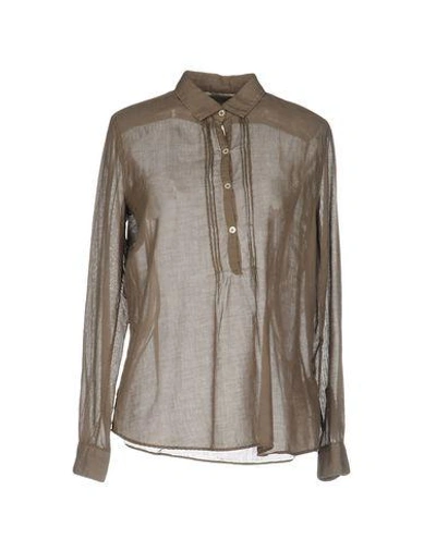 Shop Massimo Alba Solid Color Shirts & Blouses In Khaki
