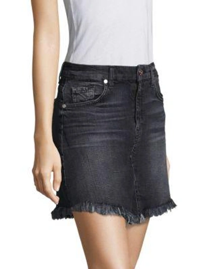Shop 7 For All Mankind Mini Skirt With Scalloped Hem In Vintage Bedford Black