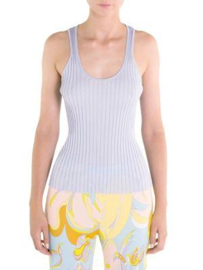 Shop Emilio Pucci Ribbed Knit Tank Top In Light Purple