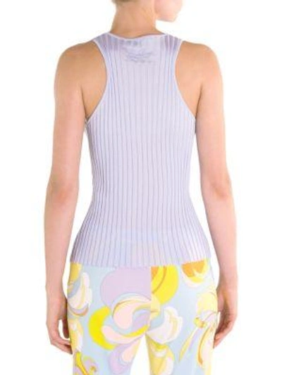 Shop Emilio Pucci Ribbed Knit Tank Top In Light Purple