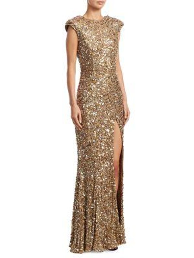 Shop Rachel Gilbert Seraphina Sequin Gown In Gold