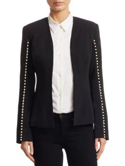 Shop Jonathan Simkhai Pearl Studded Blazer In Black