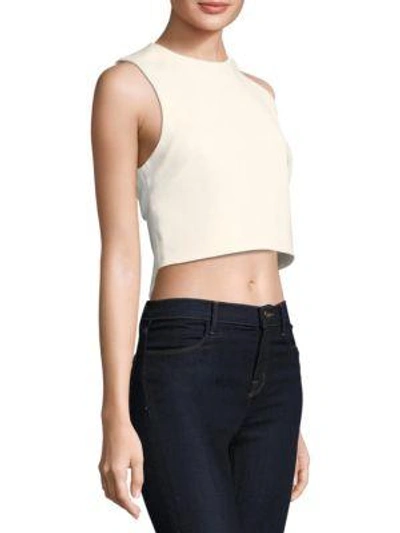 Shop Tibi Cropped Sleeveless Top In Ivory