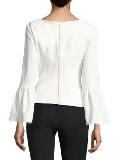 Shop Tibi Crepe Boatneck Bell-sleeve Top In White