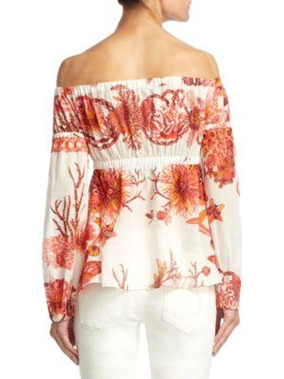 Shop Roberto Cavalli Off-the-shoulder Blouse In Coral