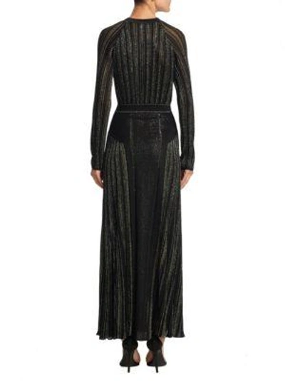 Shop Roberto Cavalli Keyhole Metallic Gown In Black
