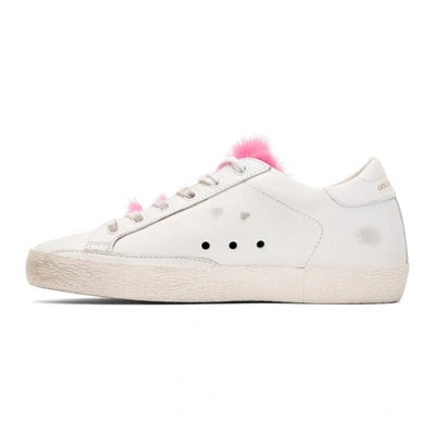 Shop Golden Goose White & Pink Fur Superstar Sneakers