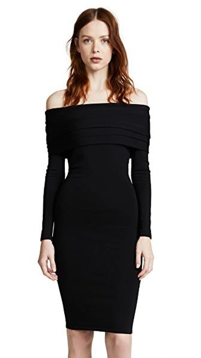 Shop Brandon Maxwell Off Shoulder Layered Dress In Black