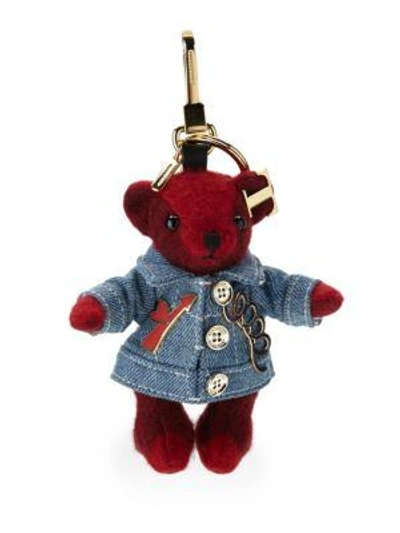 Shop Burberry Shearling Bear Charm In Parade Red
