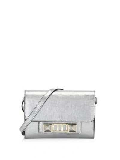 Shop Proenza Schouler Mini Ps11 Metallic Leather Crossbody Bag In Silver