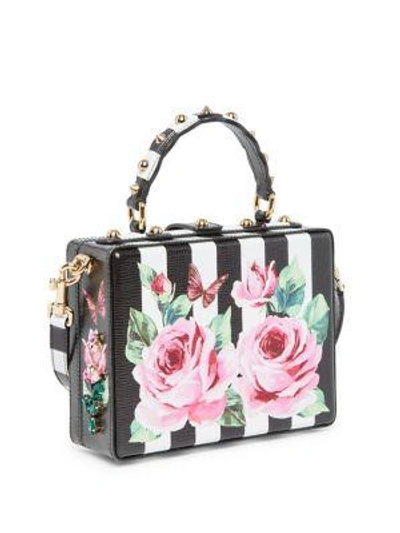 Shop Dolce & Gabbana Embellished Rose & Checker Bag In Rose-line