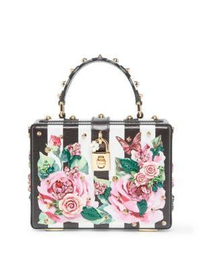 Shop Dolce & Gabbana Embellished Rose & Checker Bag In Rose-line