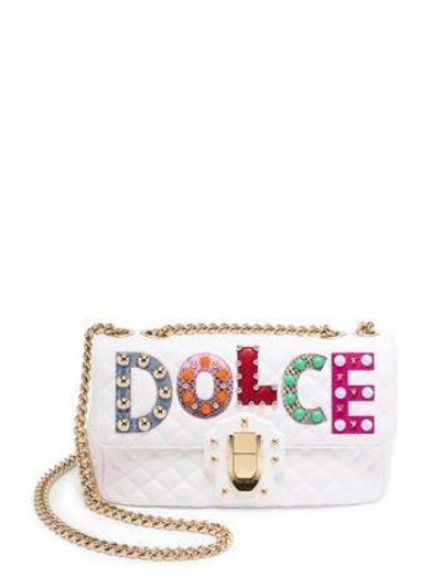 Shop Dolce & Gabbana Lucia Quilted Leather Clutch In White