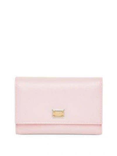 Shop Dolce & Gabbana Continental Tri-fold Wallet In Light Pink
