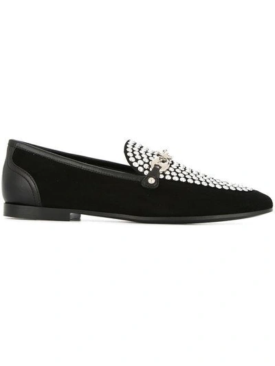 Shop Giuseppe Zanotti Design Studded Link Loafers - Black