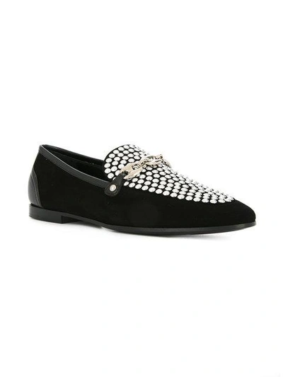 Shop Giuseppe Zanotti Design Studded Link Loafers - Black