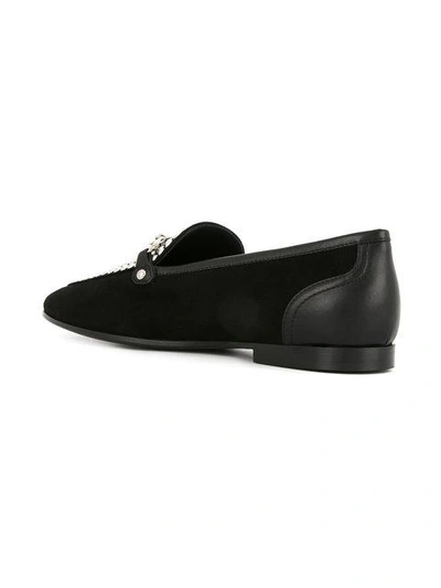 Shop Giuseppe Zanotti Design Studded Link Loafers - Black