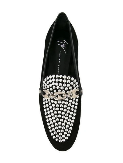 Shop Giuseppe Zanotti Design Studded Link Loafers - Black