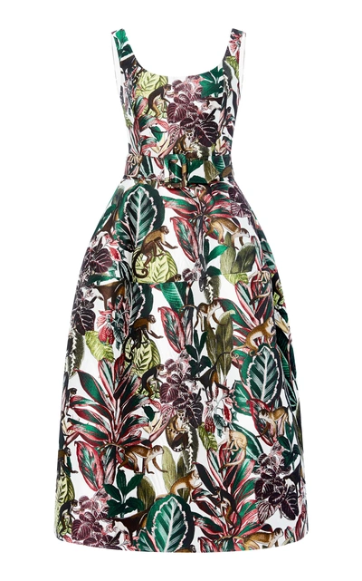 Shop Oscar De La Renta Jungle Jacquard Dress In Multi